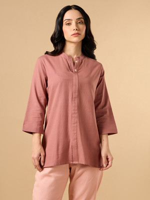 COTTONS DAILY Women Solid Straight Kurta(Brown)