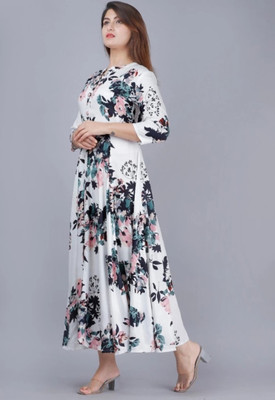 Tejal Textile Women Embroidered Anarkali Kurta(Multicolor)