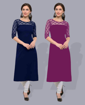 Maheshvi Women Embroidered Straight Kurta(Multicolor)
