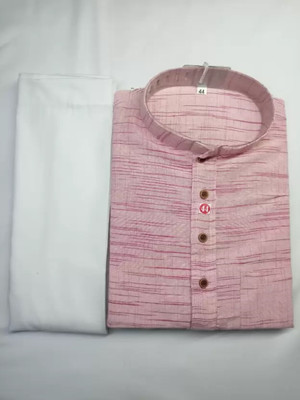 isdfabric Men Striped Straight Kurta(Pink)