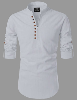 VELLOSTA Men Solid A-line Kurta(Grey)