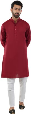 overlaying wear Men Solid Straight Kurta(Maroon)