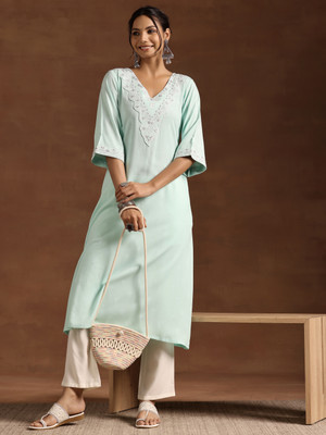 LIBAS Women Printed Flared Kurta(Green)