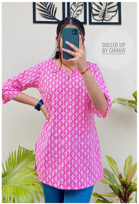 MF ERA Women Printed Straight Kurta(Maroon)