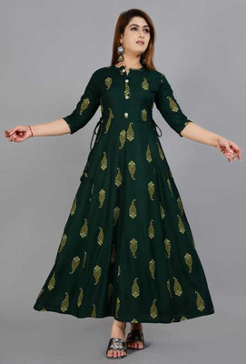 SIPEAK Wear Better, Look Better Women Printed A-line Kurta(Green)