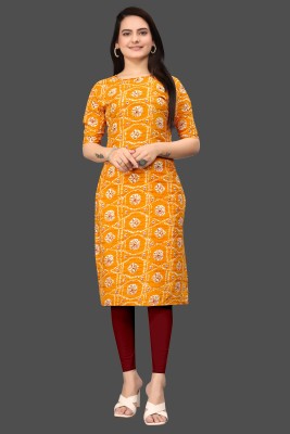 Tashvi Creation Women Printed Straight Kurta(Yellow)