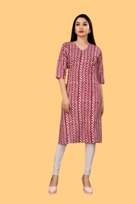 STYLESTATEMENT Women Printed Straight Kurta(Maroon)