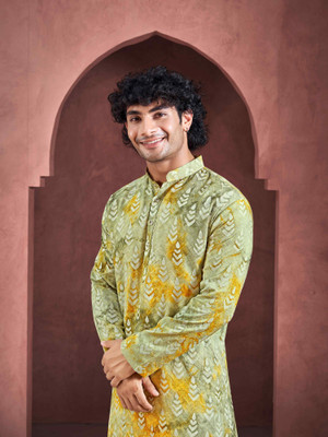 Vardha Men Colorblock Trail Cut Kurta(Multicolor)