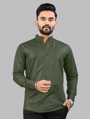 RADHE RADHE Men Solid Straight Kurta(Green)