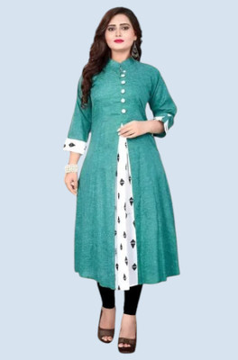 Texpa Fashion Women Printed A-line Kurta(Green)