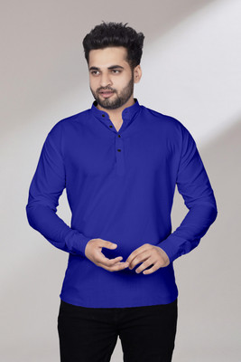 Kavyangle Creation Men Solid Straight Kurta(Dark Blue)