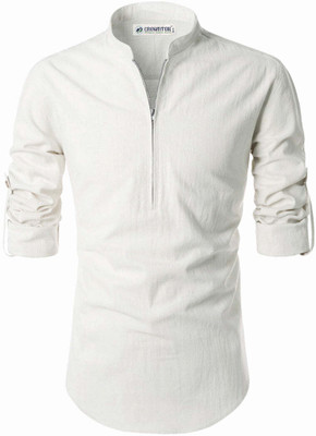CROWNTAIL Men Solid A-line Kurta(White)