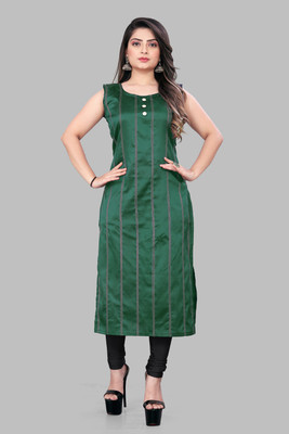 HB Fashion Women Self Design A-line Kurta(Green)
