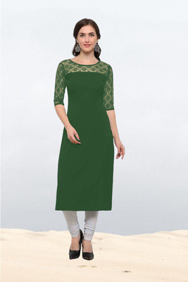Maheshvi Women Solid Straight Kurta(Dark Green)