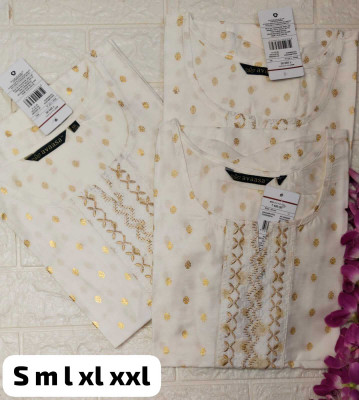 SM PRODUCTS Women Geometric Print A-line Kurta(Beige)