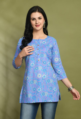 Feranoid Retail Women Floral Print Straight Kurta(Purple)