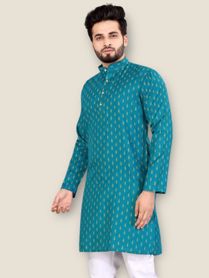 Relief Zone Men Printed A-line Kurta(Blue)