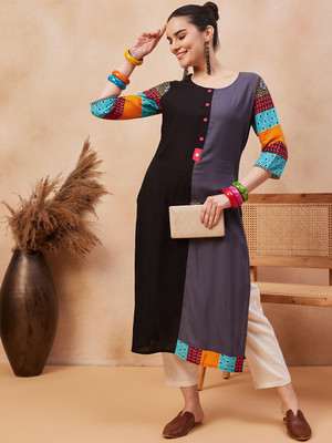ANOUK Women Solid Straight Kurta(Multicolor)