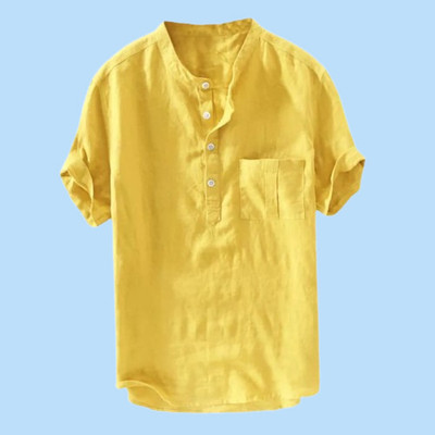 ZAKOD Men Solid Straight Kurta(Yellow)