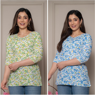 ATTIREGURU Women Floral Print Straight Kurta(Multicolor)