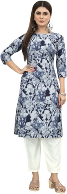 Maridiifashion Women Printed Straight Kurta(Blue)