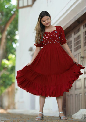 MilMack Enterprise Women Embroidered Anarkali Kurta(Red)