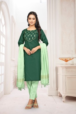 digzicollection Women Embroidered A-line Kurta(Dark Green)