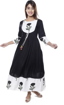 NITYAS FASHION Women Solid Anarkali Kurta(Black)