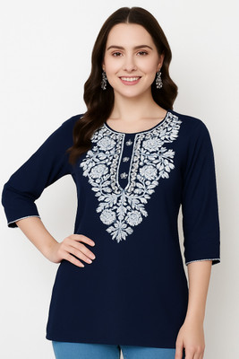 VALWICK Women Embroidered A-line Kurta(Pink)