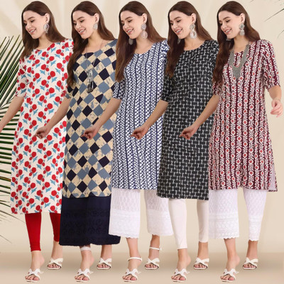 1 Stop Fashion Women Printed A-line Kurta(Multicolor)