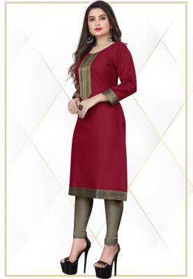 AG Textile Women Woven Design A-line Kurta(Maroon)