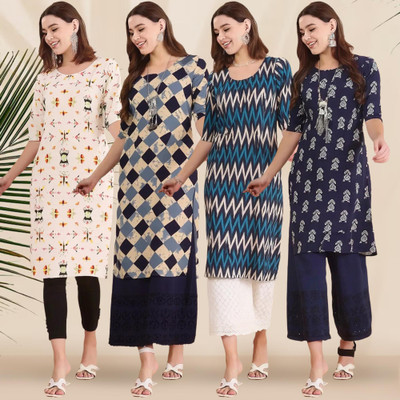 EthnicBasket Women Printed Straight Kurta(Multicolor)