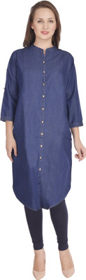 SHOPPERTREE Women Self Design A-line Kurta(Blue)