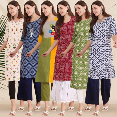 EthnicBasket Women Printed Straight Kurta(Multicolor)