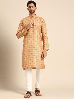Rajubhai Hargovindas Men Abstract Straight Kurta(Multicolor)