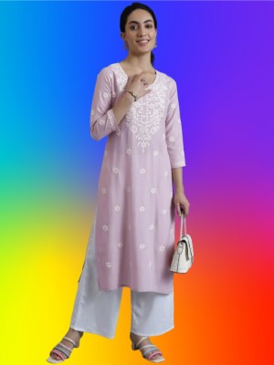 JB TEX Women Embroidered Straight Kurta(Multicolor)