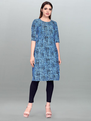 Modli 20 Fashion Women Striped Straight Kurta(Blue)