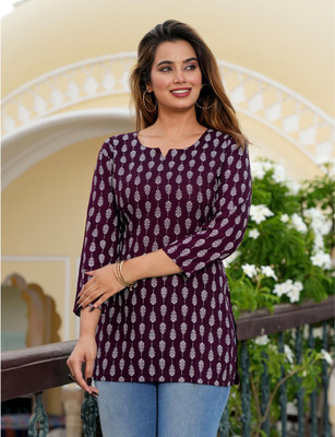 MK ART WITH DEVICE Women Printed A-line Kurta(Brown)