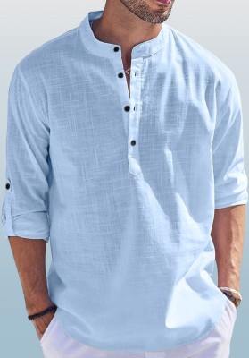 ZARTHA Men Solid Straight Kurta(Light Blue)