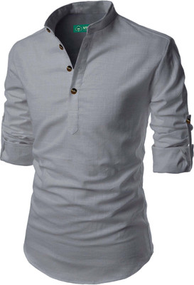 VIMASUTI Men Solid A-line Kurta(Grey)