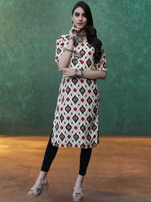 1 Stop Fashion Women Printed A-line Kurta(White)