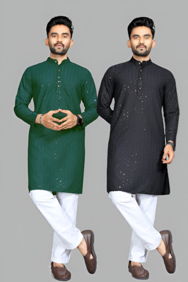 Keton Men Embroidered Straight Kurta(Multicolor)