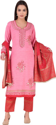 Elthia Women Embroidered A-line Kurta(Pink)