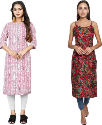 HouseOfCommon Women Self Design Straight Kurta(Multicolor)