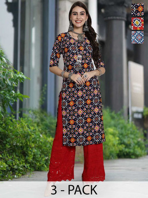 Moda Rapido Women Solid Straight Kurta(Black)