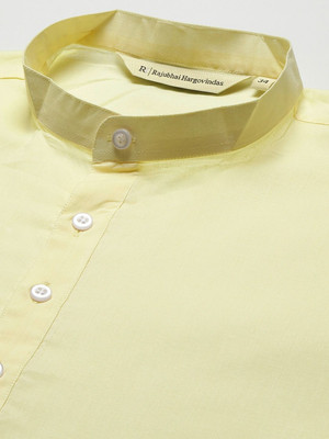 Rajubhai Hargovindas Men Solid Straight Kurta(Yellow)