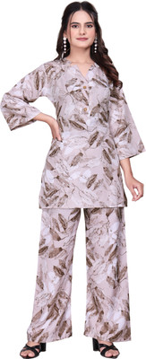 DAAZI Women Printed Tunic Kurta(Grey)
