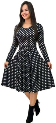 SNEHA CRETION Women Polka Print Anarkali Kurta(Black)