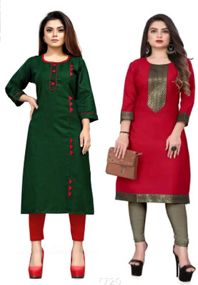 Maaa Meladi CreationS Women Chikan Embroidery Straight Kurta(Multicolor)