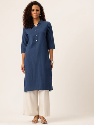 Feranoid Retail Women Solid Straight Kurta(Blue)